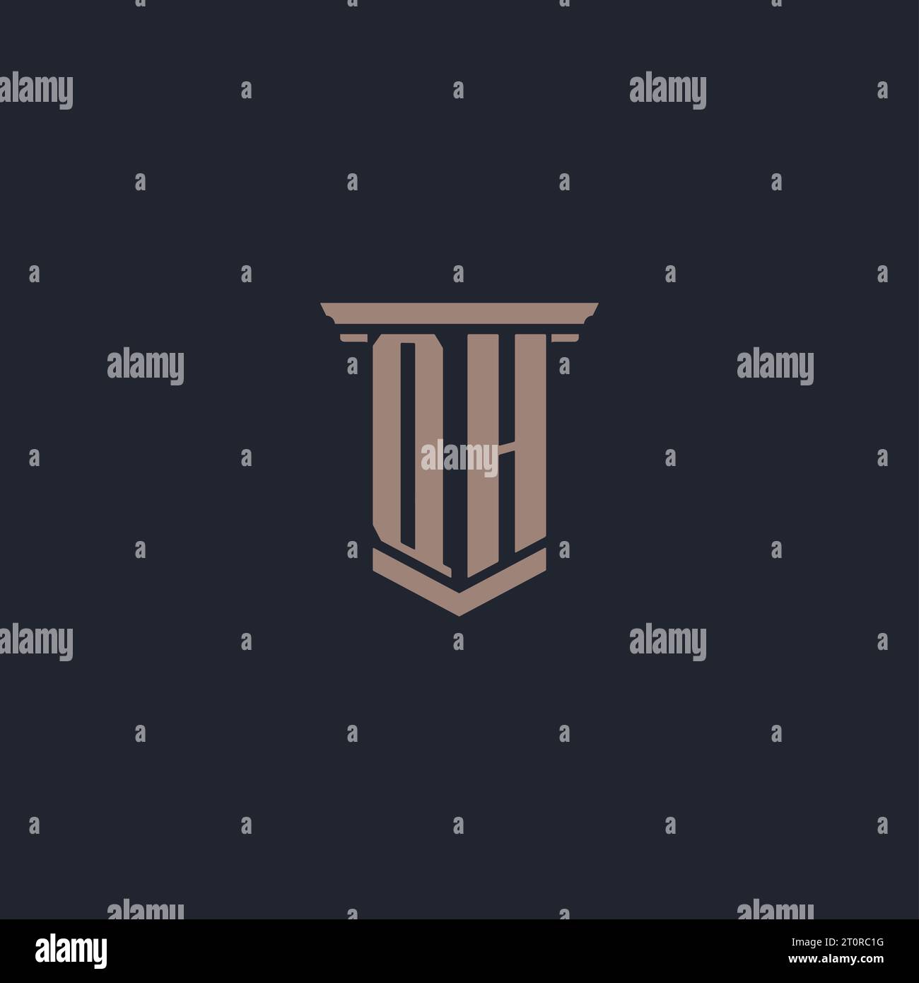 QH initial monogram logo with pillar style design Stock Vector
