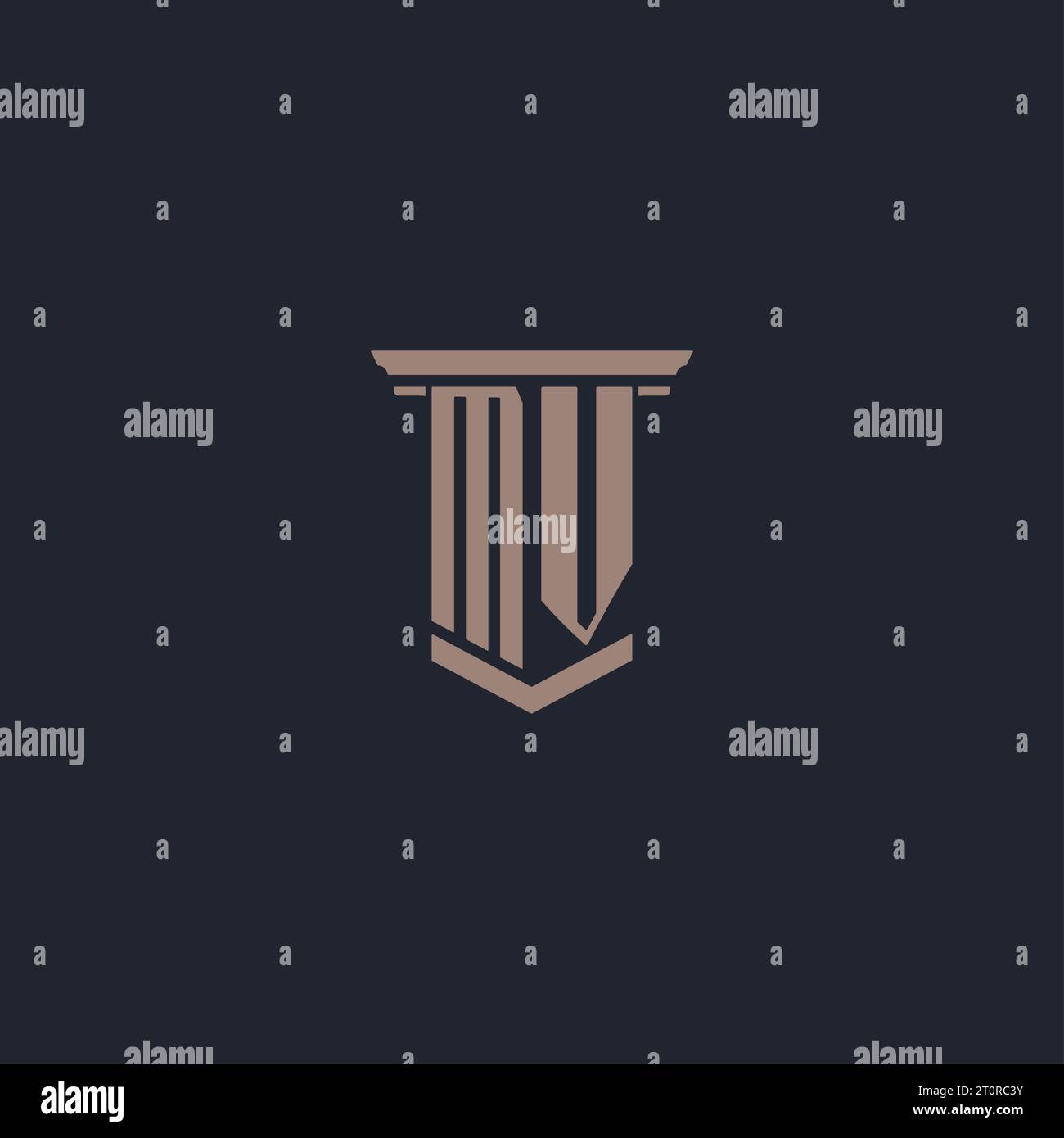 MV initial monogram logo with pillar style design Stock Vector