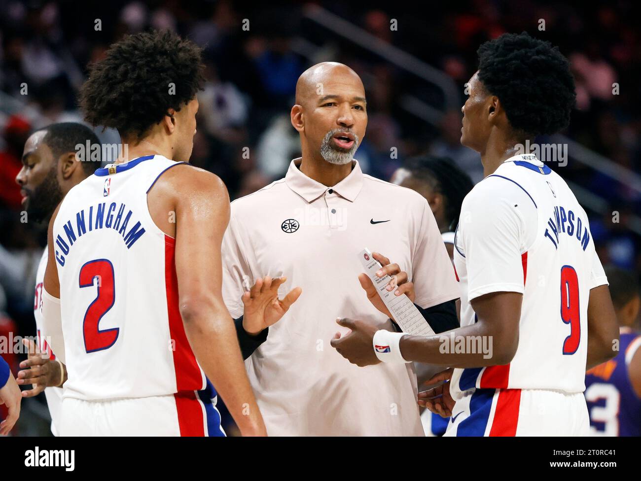 Detroit Pistons Head Coach Monty Williams Talks With Guard Cade ...