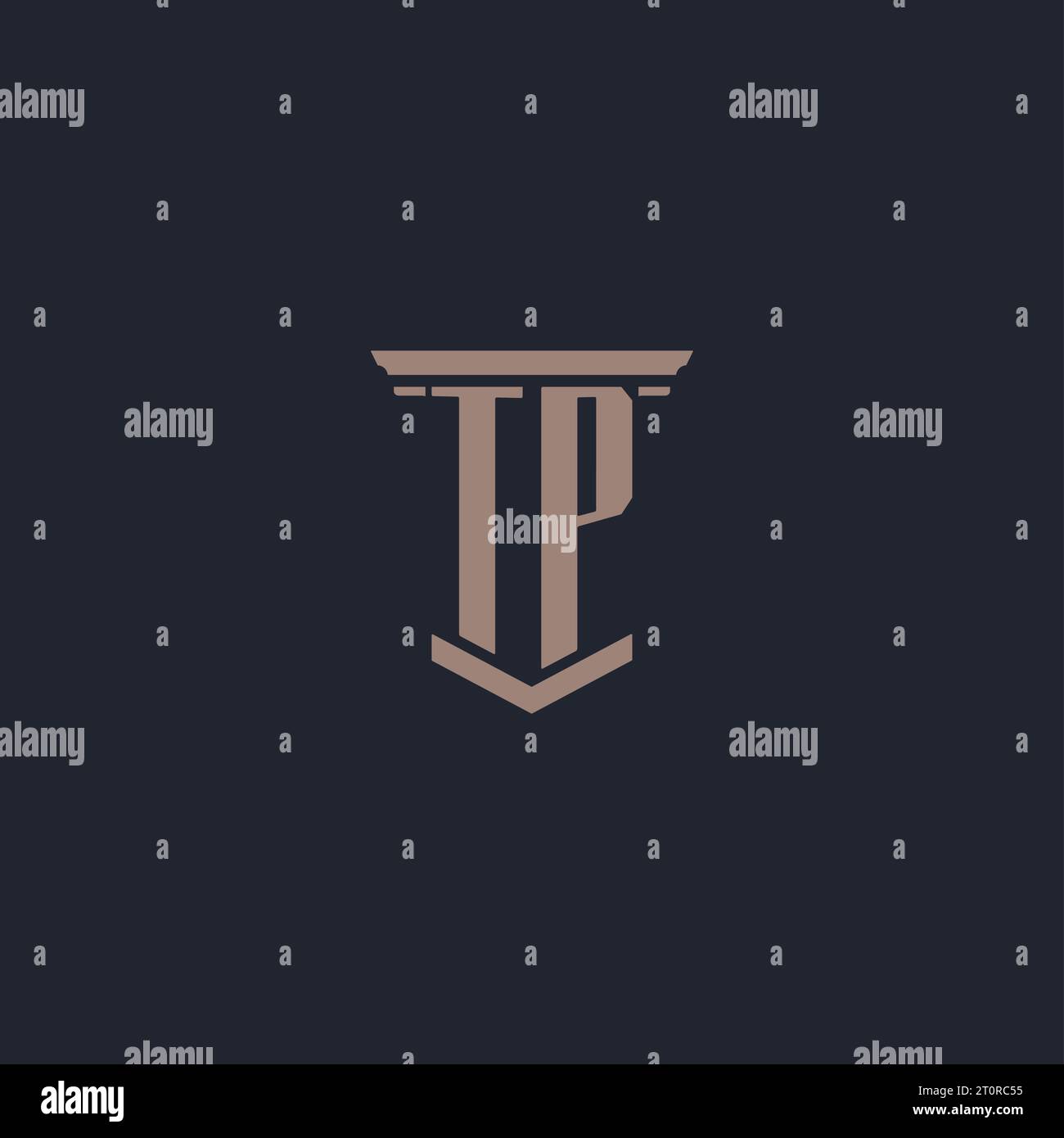 TP initial monogram logo with pillar style design Stock Vector Image ...
