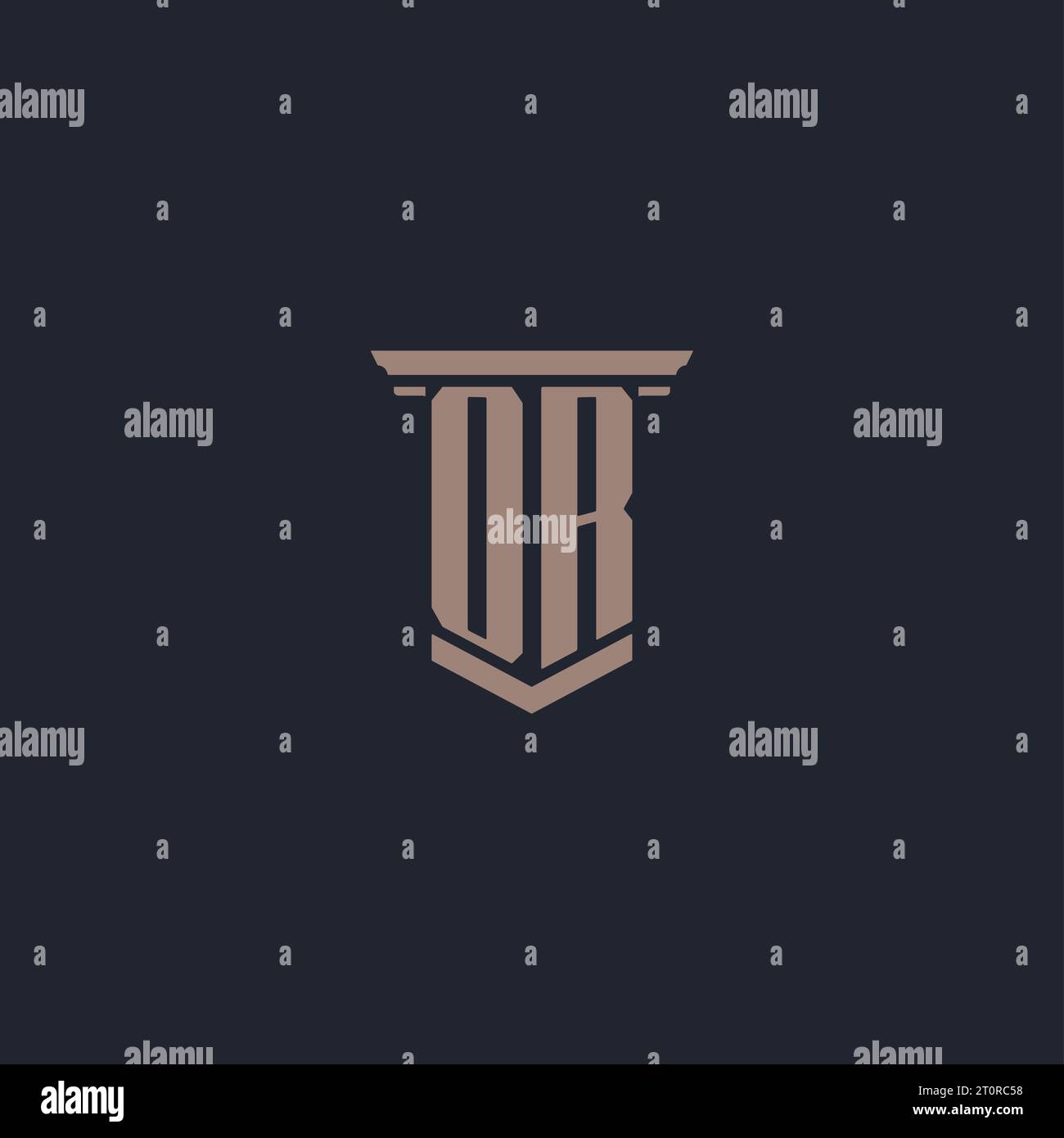 OR initial monogram logo with pillar style design Stock Vector