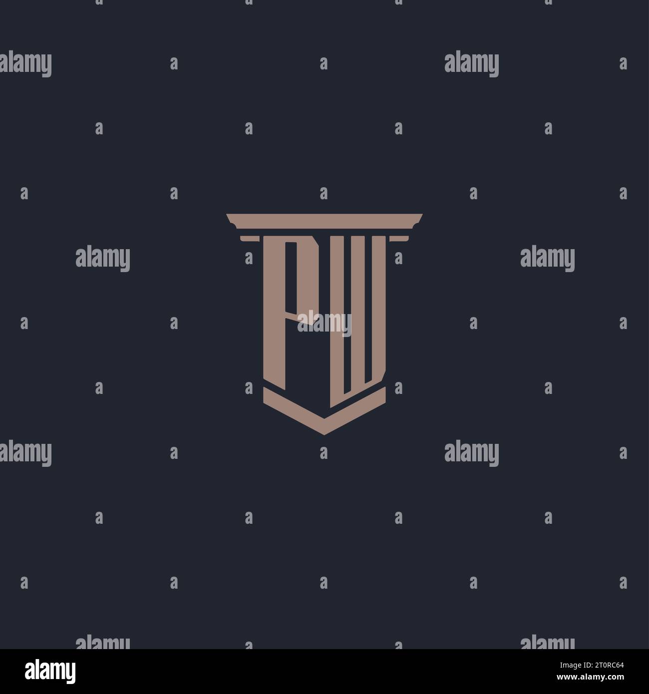 PW initial monogram logo with pillar style design Stock Vector
