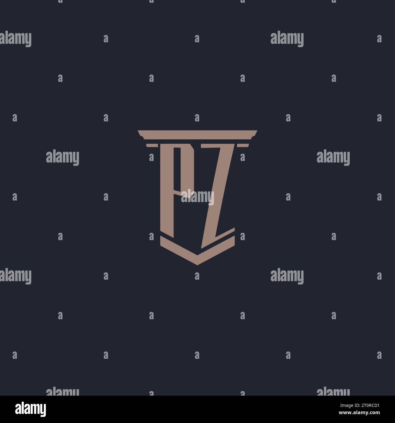 PZ initial monogram logo with pillar style design Stock Vector Image ...