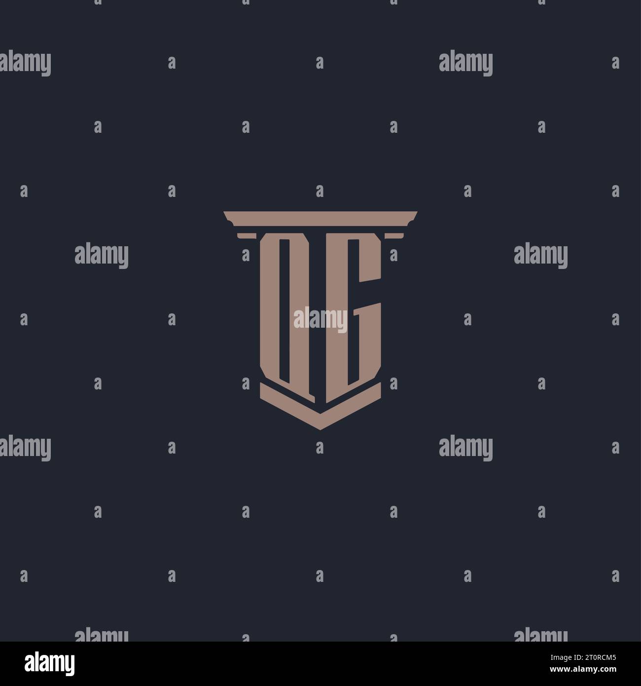 QG initial monogram logo with pillar style design Stock Vector