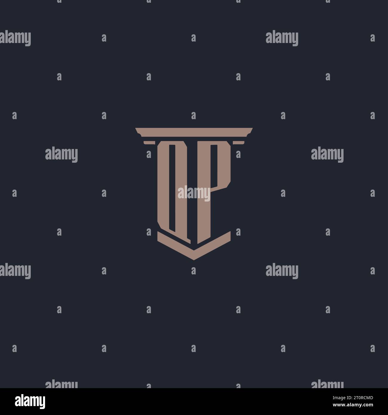 QP initial monogram logo with pillar style design Stock Vector