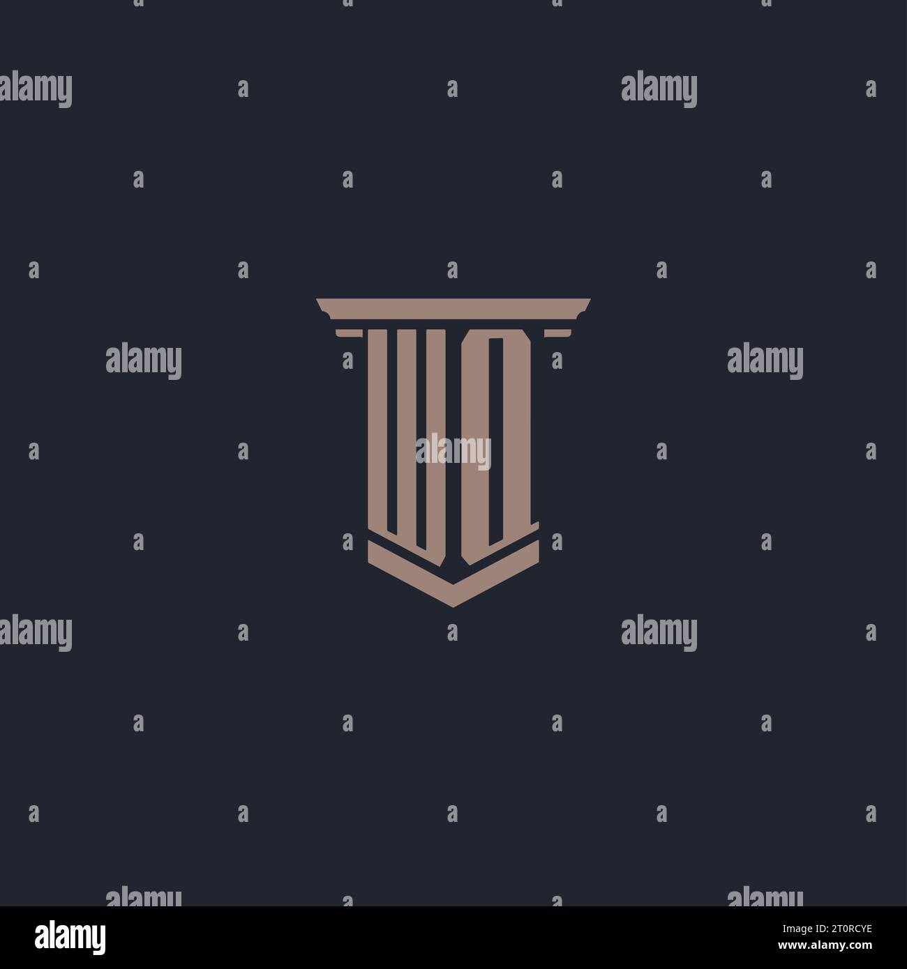 WQ initial monogram logo with pillar style design Stock Vector