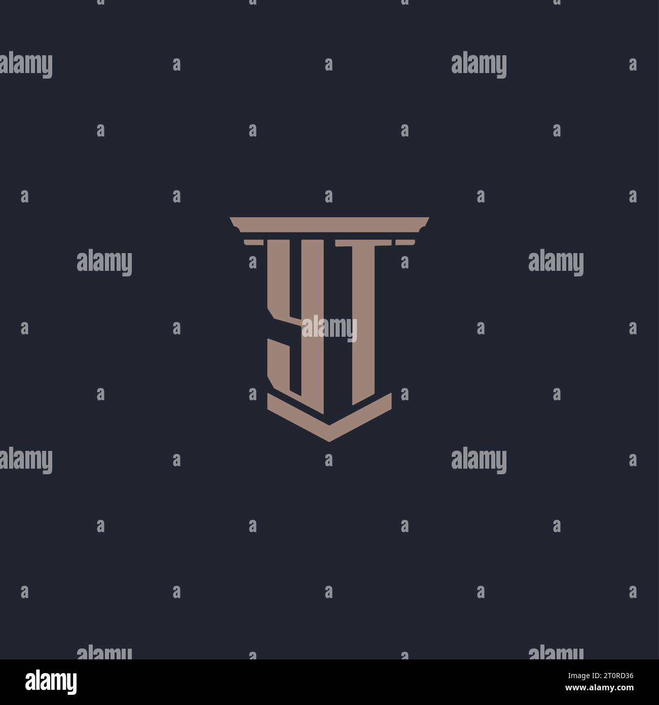 YT initial monogram logo with pillar style design Stock Vector Image ...