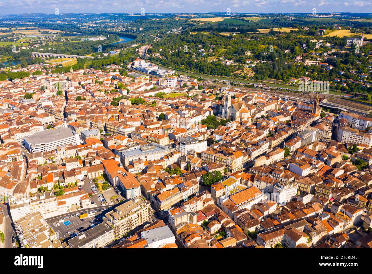 Aerial view on the city Agen. France Stock Photo