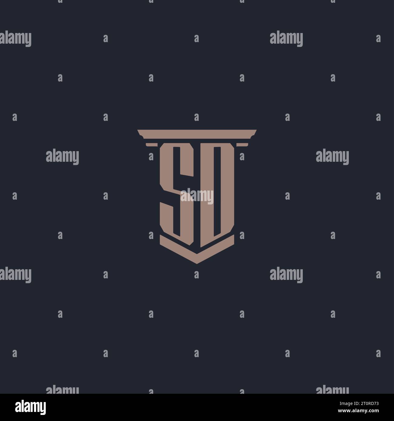 SD initial monogram logo with pillar style design Stock Vector