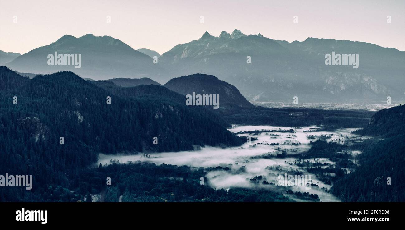A Misty Valley near Squamish, BC Stock Photo