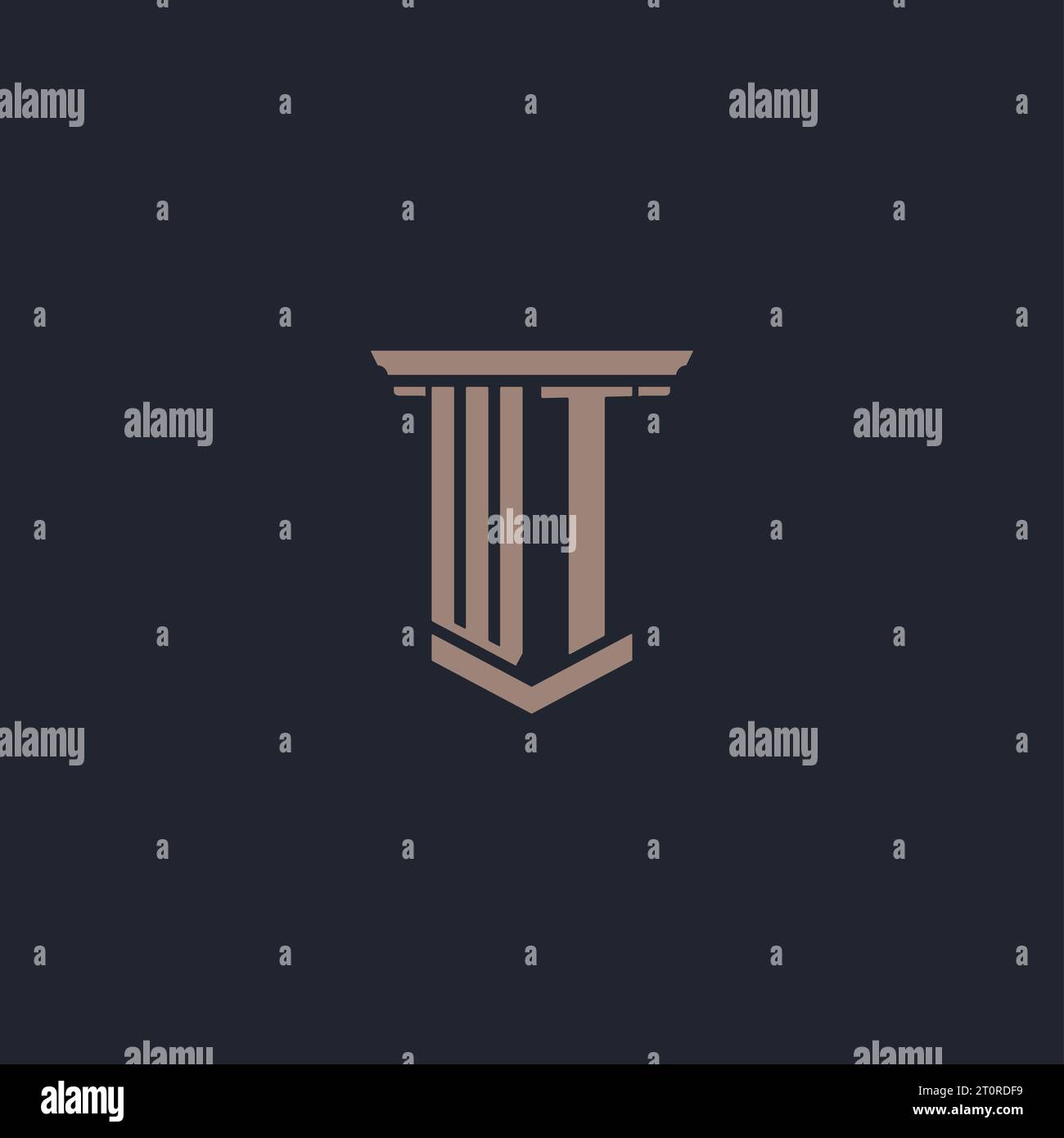 WT initial monogram logo with pillar style design Stock Vector Image ...