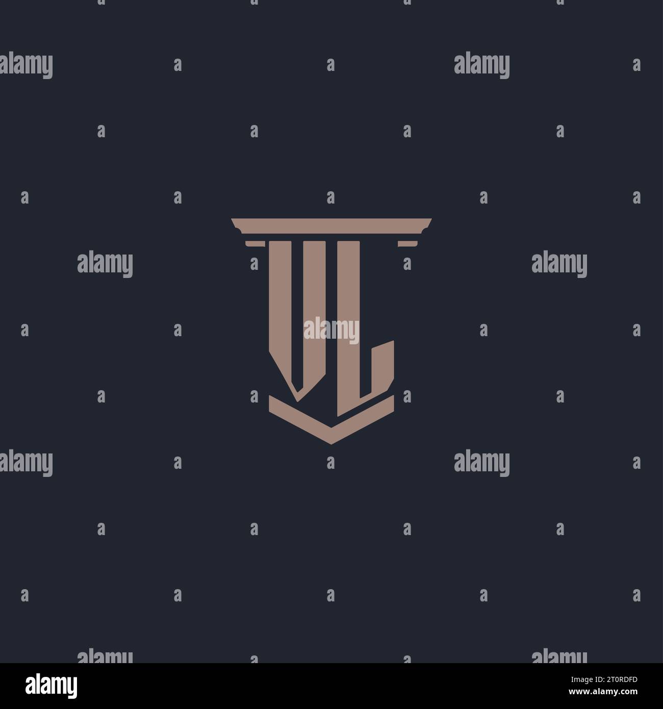 VL initial monogram logo with pillar style design Stock Vector