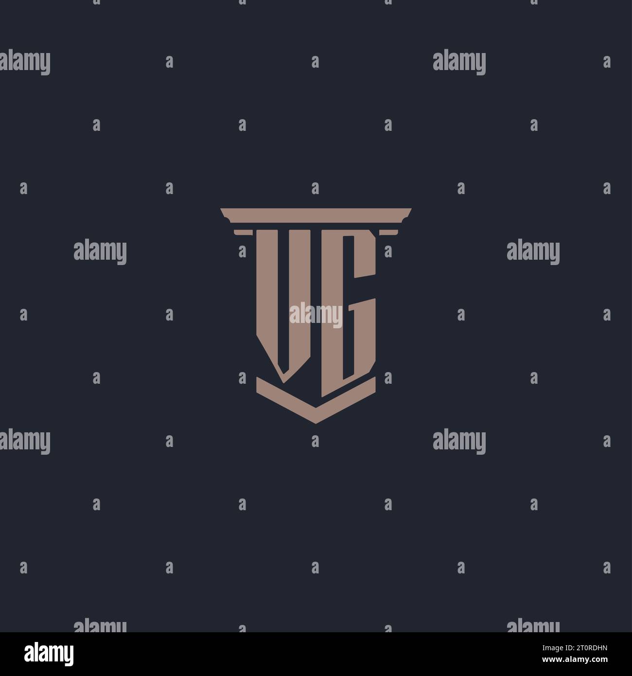 VG initial monogram logo with pillar style design Stock Vector