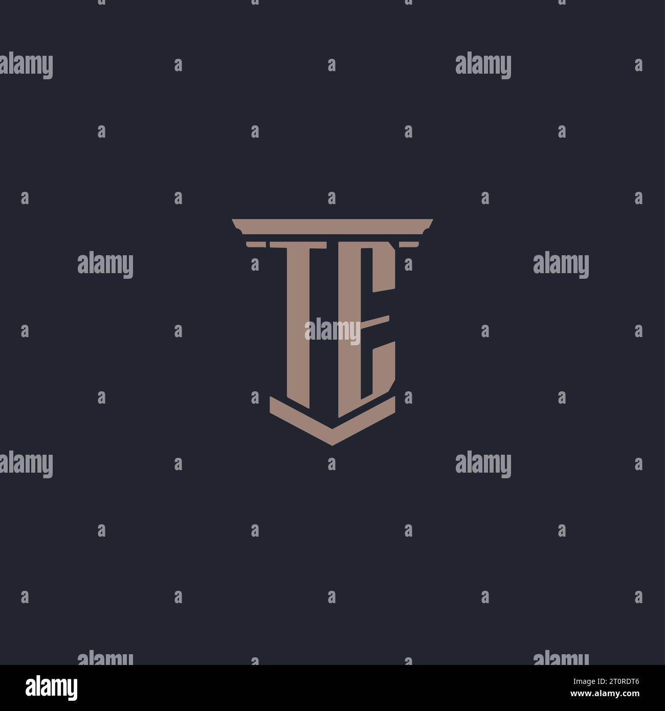 TE initial monogram logo with pillar style design Stock Vector