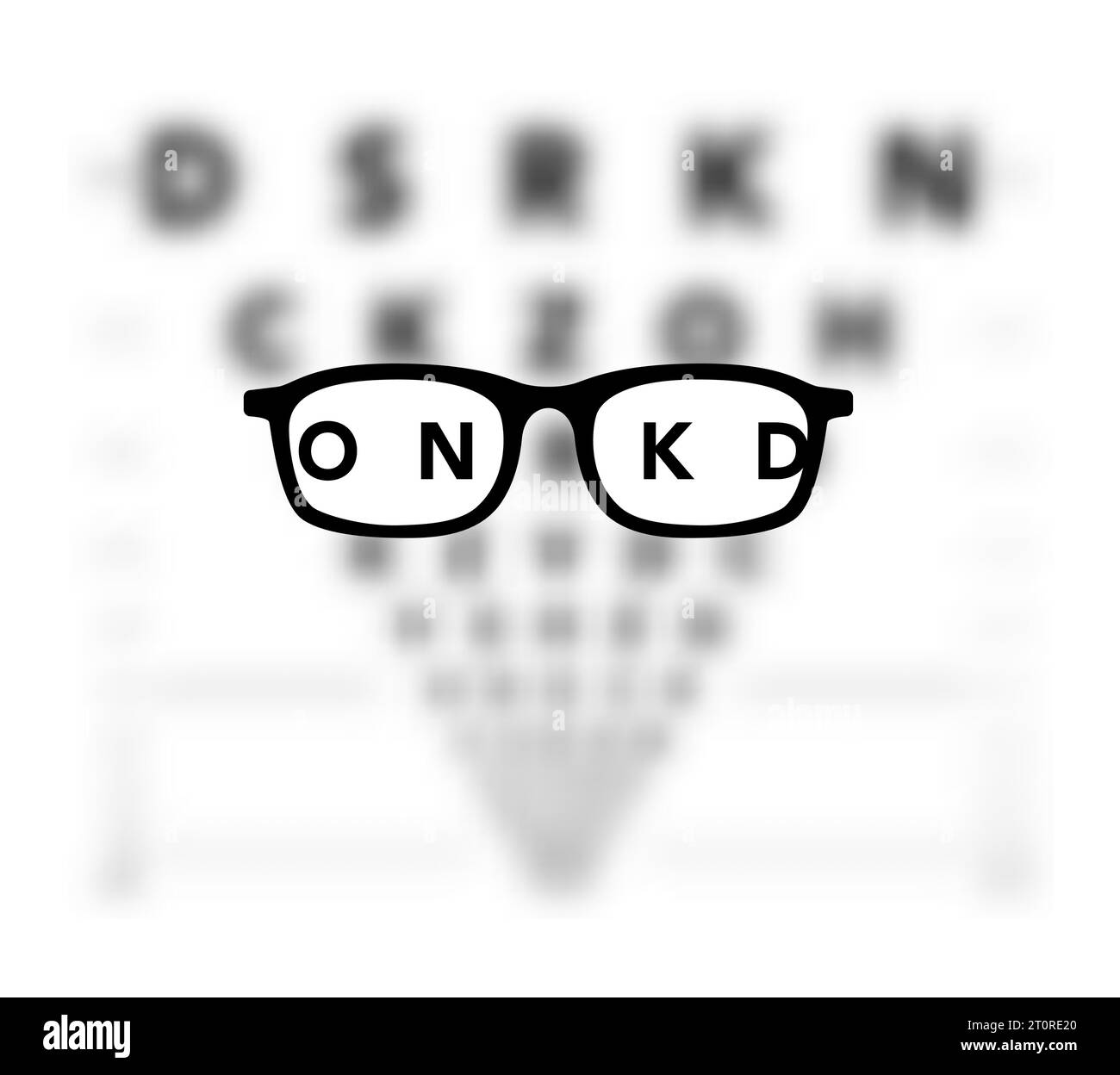 Glasses Optician In LogMAR chart Eye test blurred, Vision Of Eyesight medical ophthalmologist Optometry testing board Care Concept accessory vector illustration, flat sketch outline isolated on white Stock Vector