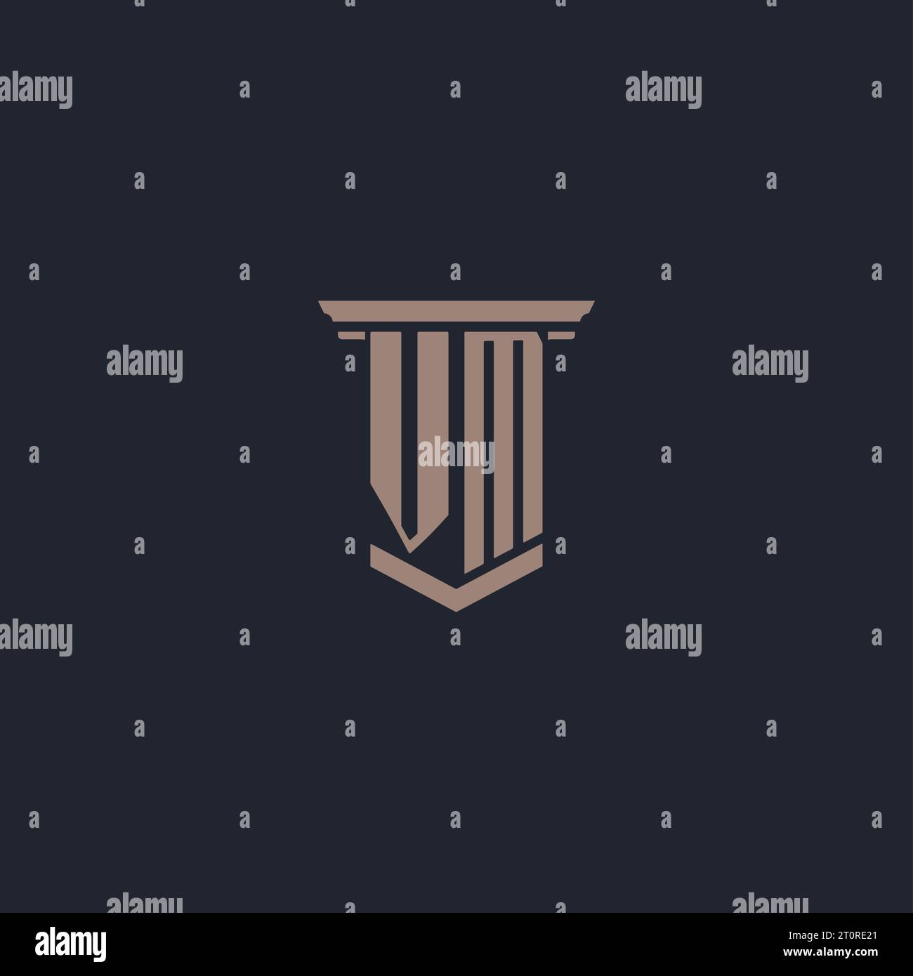 VM initial monogram logo with pillar style design Stock Vector Image ...