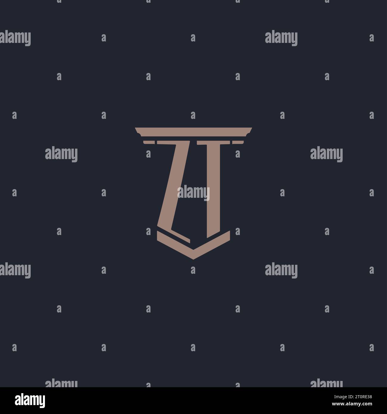ZT initial monogram logo with pillar style design Stock Vector