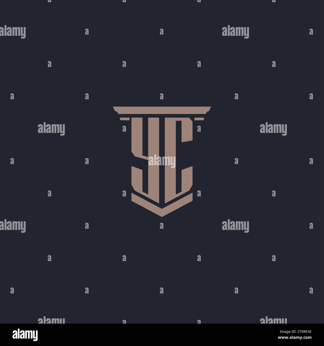 YC initial monogram logo with pillar style design Stock Vector Image ...