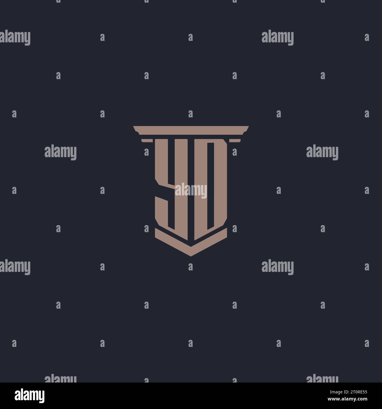 YD initial monogram logo with pillar style design Stock Vector