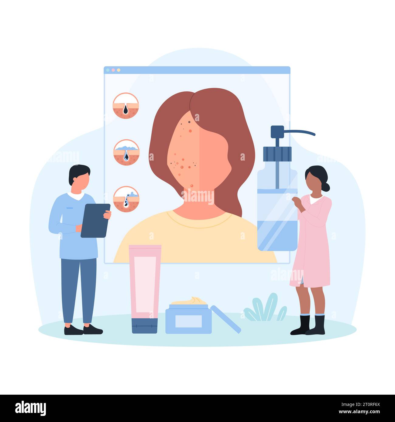 Dermatology and cosmetology for acne problem vector illustration ...