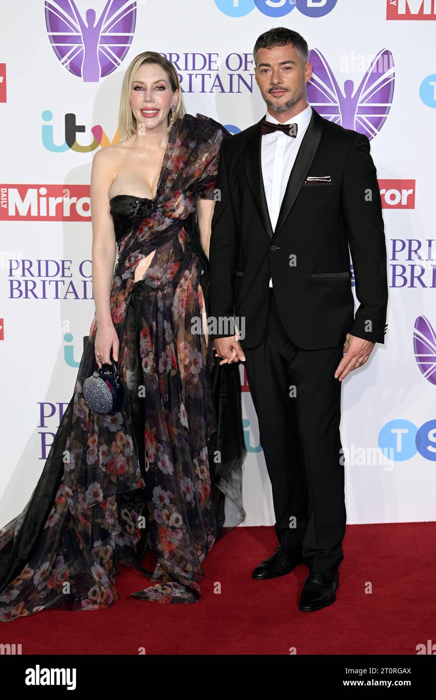 London, UK. October 8th, 2023. Katherine Ryan and Bobby Kootstra arriving at the Pride of Britain Awards 2023, Grosvenor House Hotel, London. Credit: Doug Peters/EMPICS/Alamy Live News Stock Photo