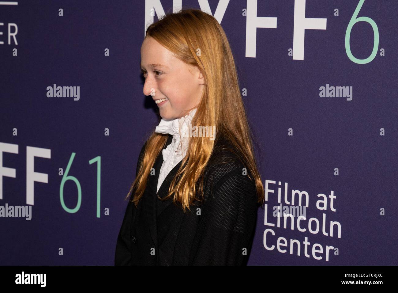 New York, USA. 08th Oct, 2023. Zoe Ziegler arrives on the red carpet