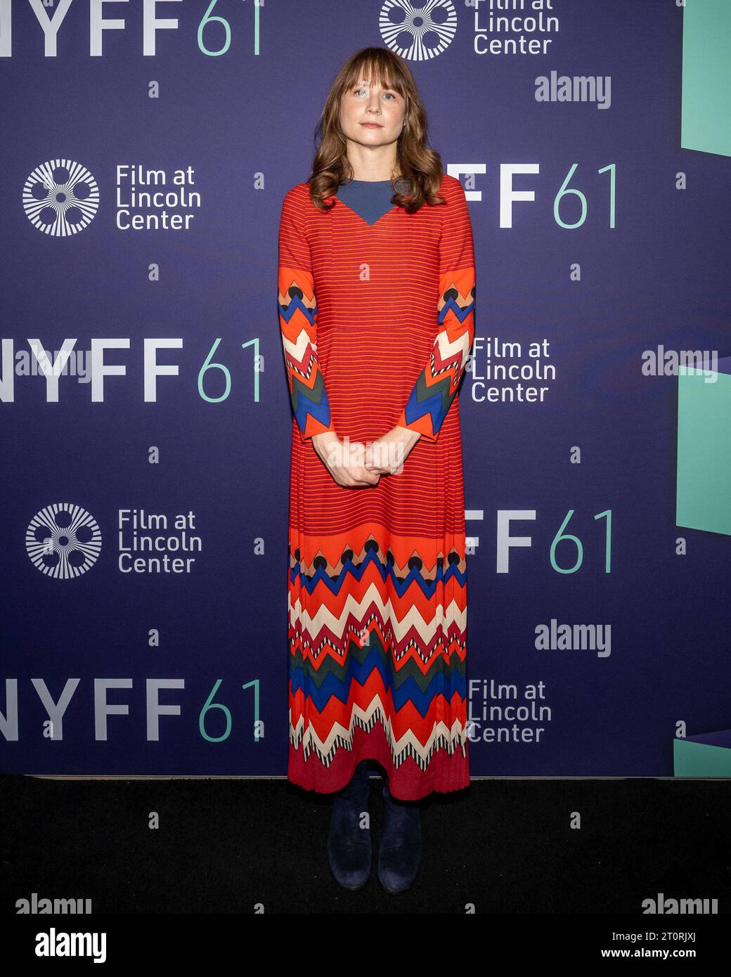 New York, USA. 08th Oct, 2023. Annie Baker arrives on the red carpet for the showing of “Janet Planet” at the 61st New York Film Festival at Alice Tully Hall at Lincoln Center in New York, New York, on Oct. 8, 2023. (Photo by Gabriele Holtermann/Sipa USA) Credit: Sipa USA/Alamy Live News Stock Photo