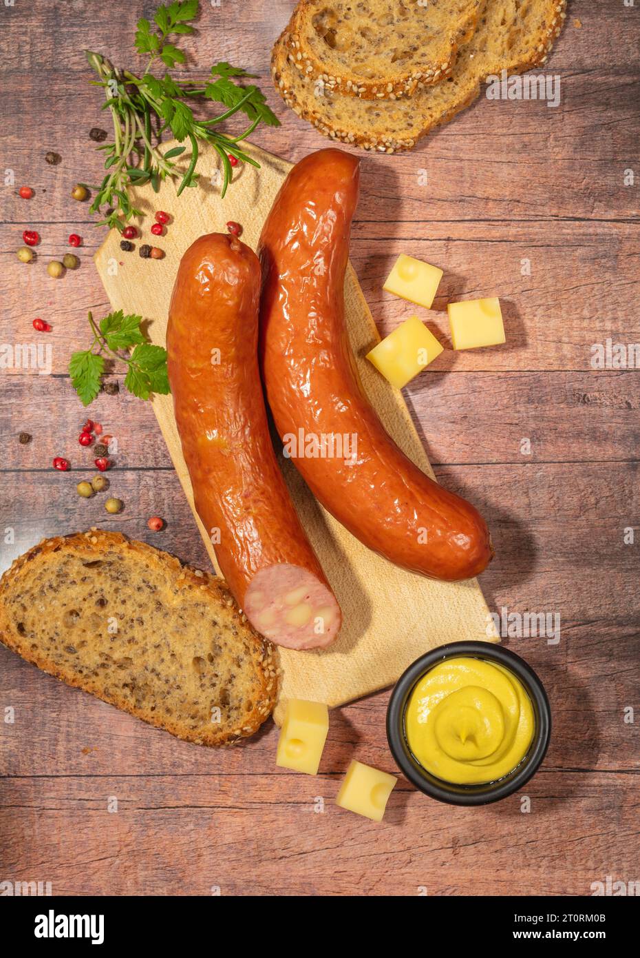 The 'Krainer Wurst' is a coarse boiled sausage that is popular as a traditional speciality in Austria and Slovenia. Stock Photo