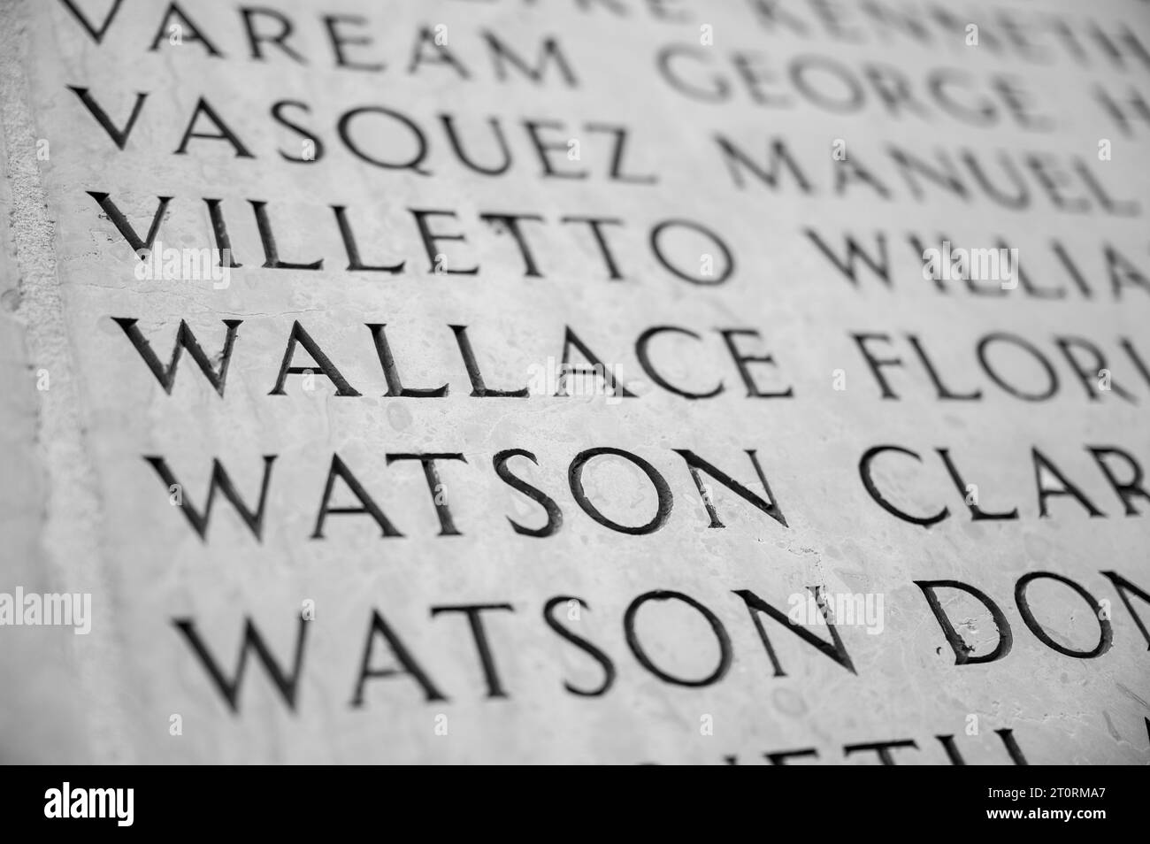 Names of the Missing in Action. Luxembourg American Cemetery and Memorial in Hamm, Luxembourg City, Luxembourg. Stock Photo