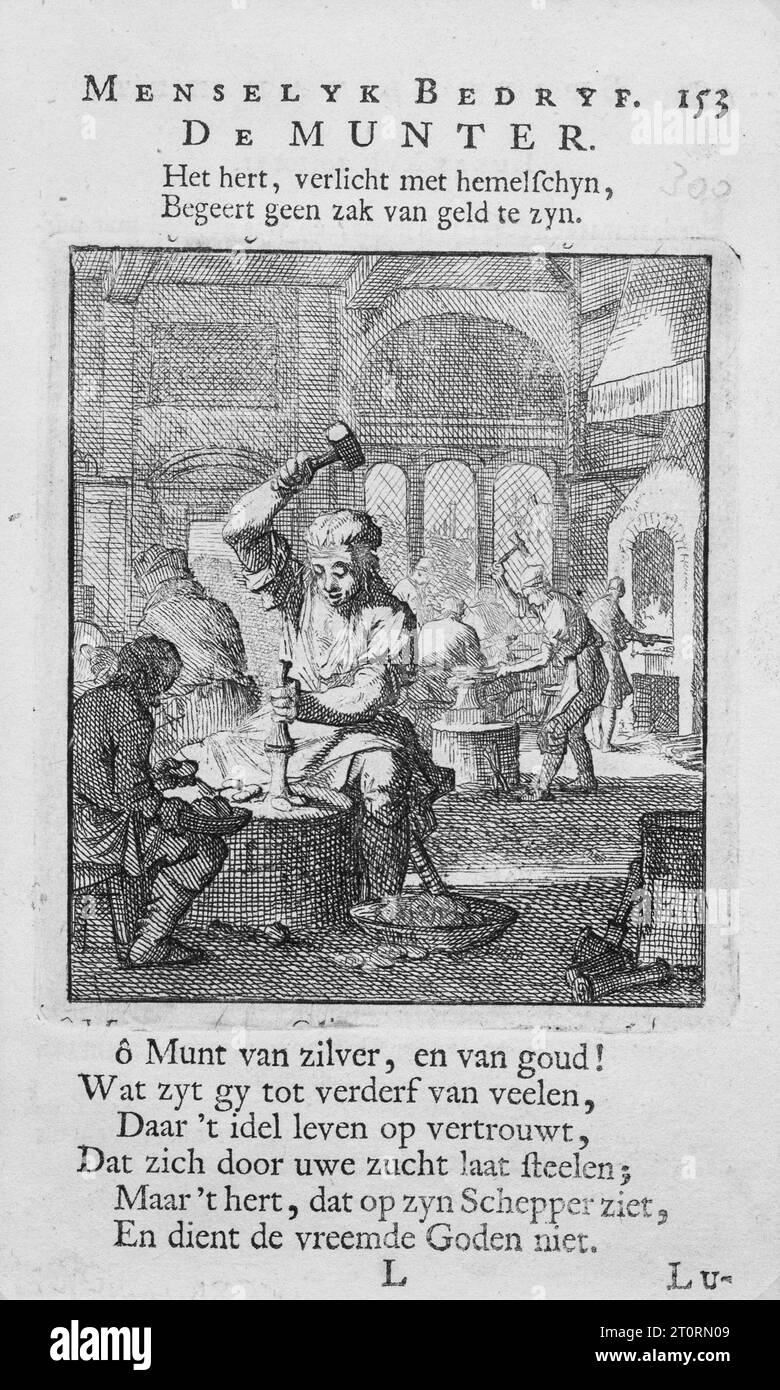 De Munter (The Minter) by Jan Luyken. Amsterdam, 1694. Stock Photo
