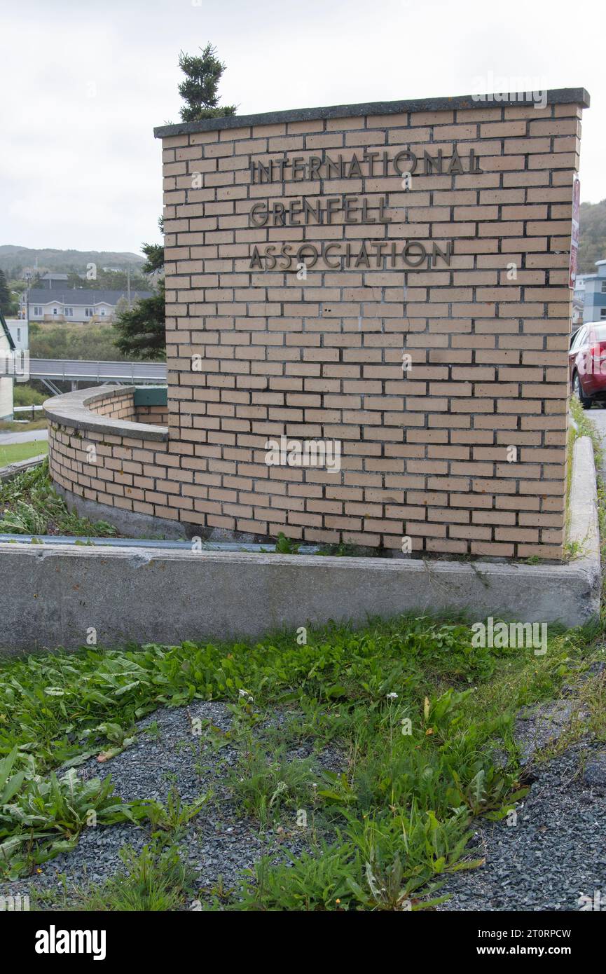 International Grenfell Association sign in St. Anthony, Newfoundland & Labrador, Canada Stock Photo