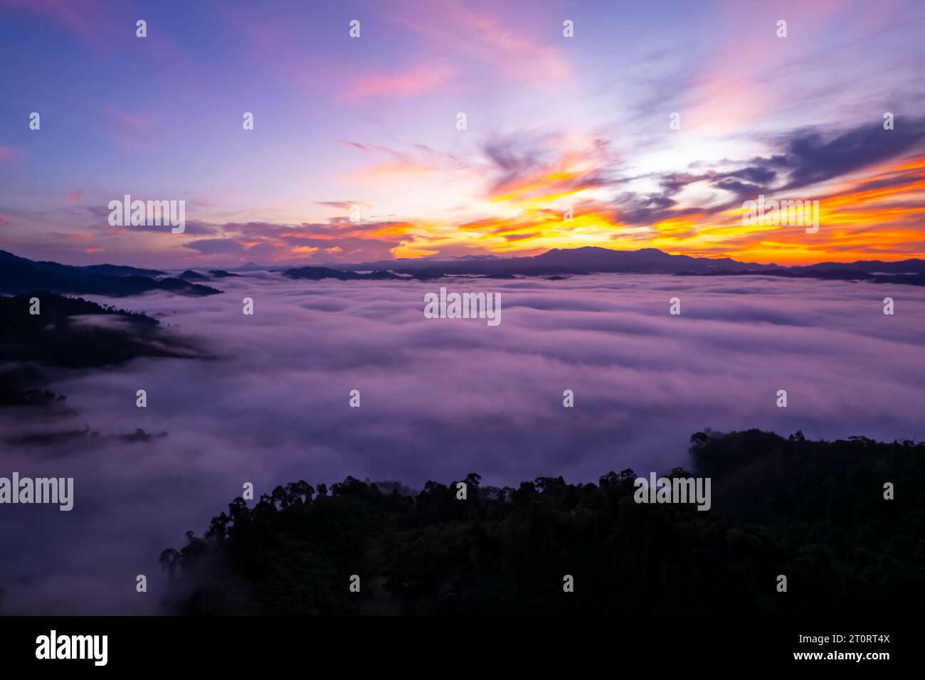 Drone flight over misty hills hi-res stock photography and images - Alamy