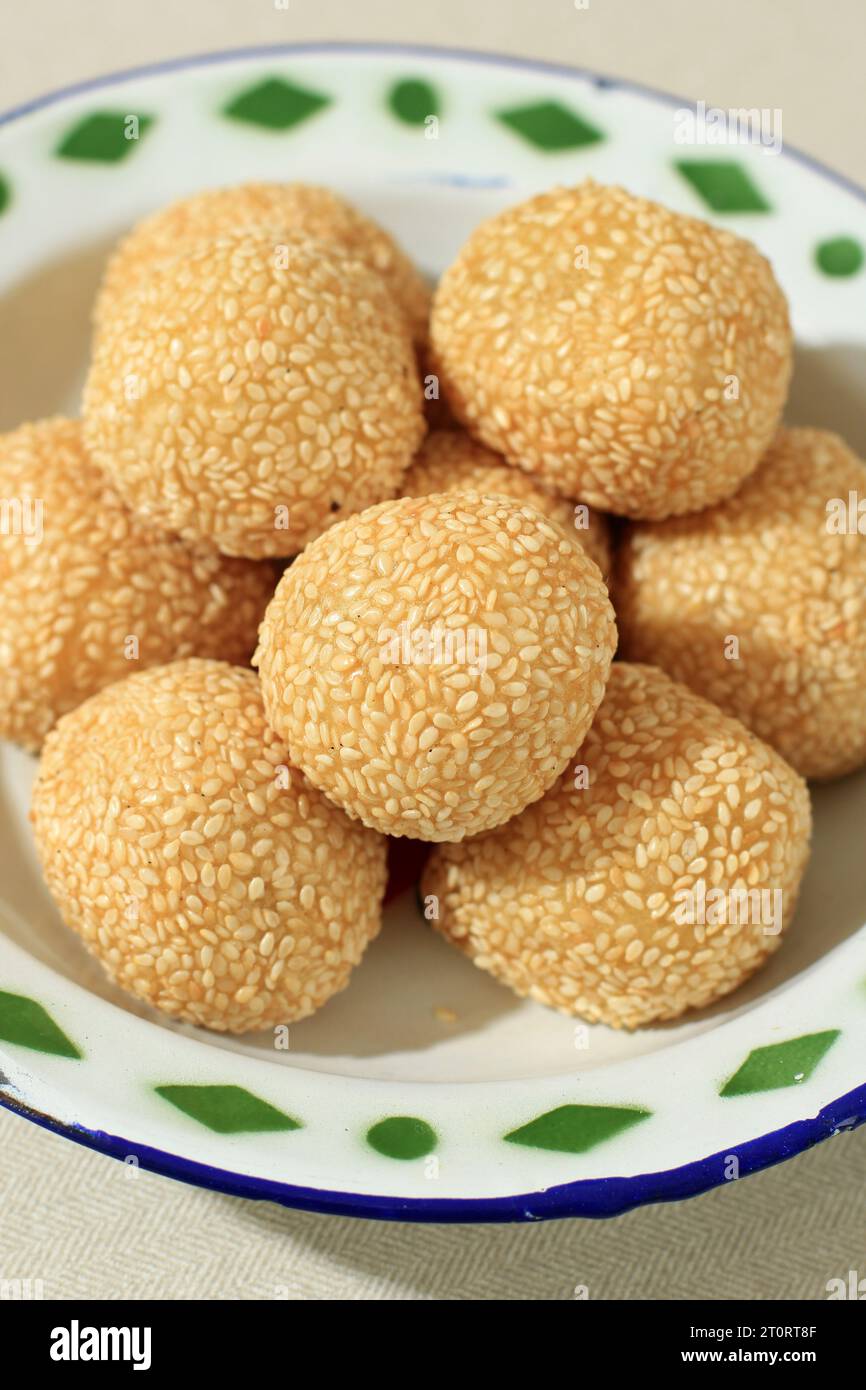 Close Up Ondeonde Sesame Seed Balls, Indonesian Traditional Food