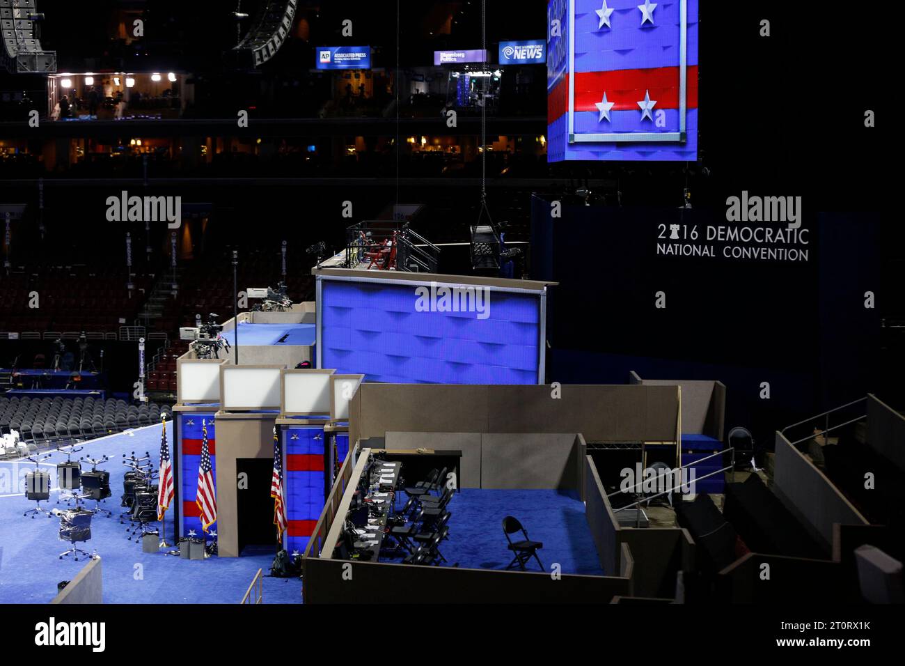 07272016 - Philadelphia, Pennsylvania, USA: Wells Fargo Arena is empty after delegates have gone home on the third day of the Democratic National Convention. (Jeremy Hogan/Polaris) Stock Photo