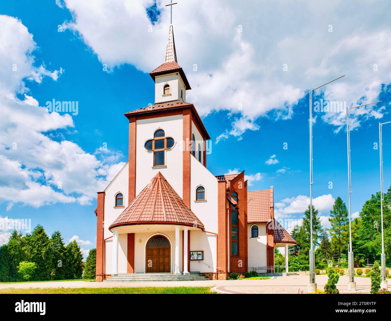 A beautiful Catholic chapel in the village of Przyseki, Subcarpathian Voivodeship, Poland. Stock Photo