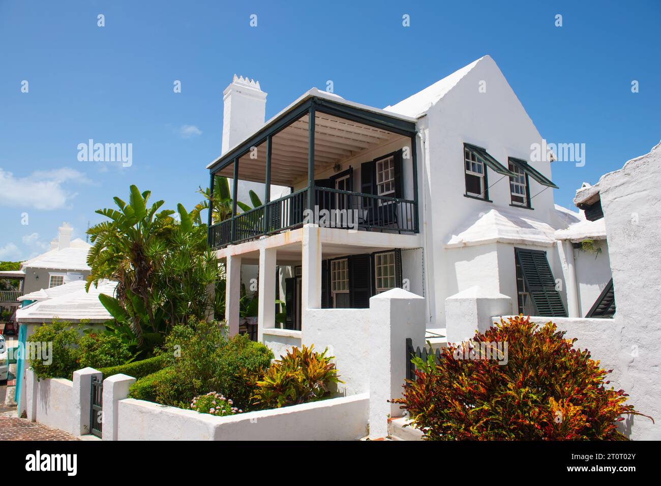Bermuda style historic residence at Kings Square in town center of St. George's in Bermuda. Historic Town of St. George is a World Heritage Site since Stock Photo