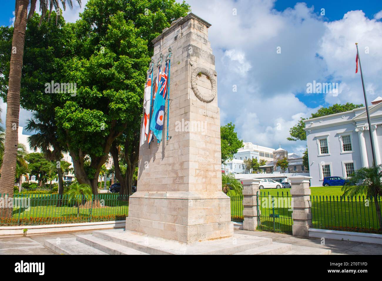 Cenotaph on Front Street at Building in historic commercial