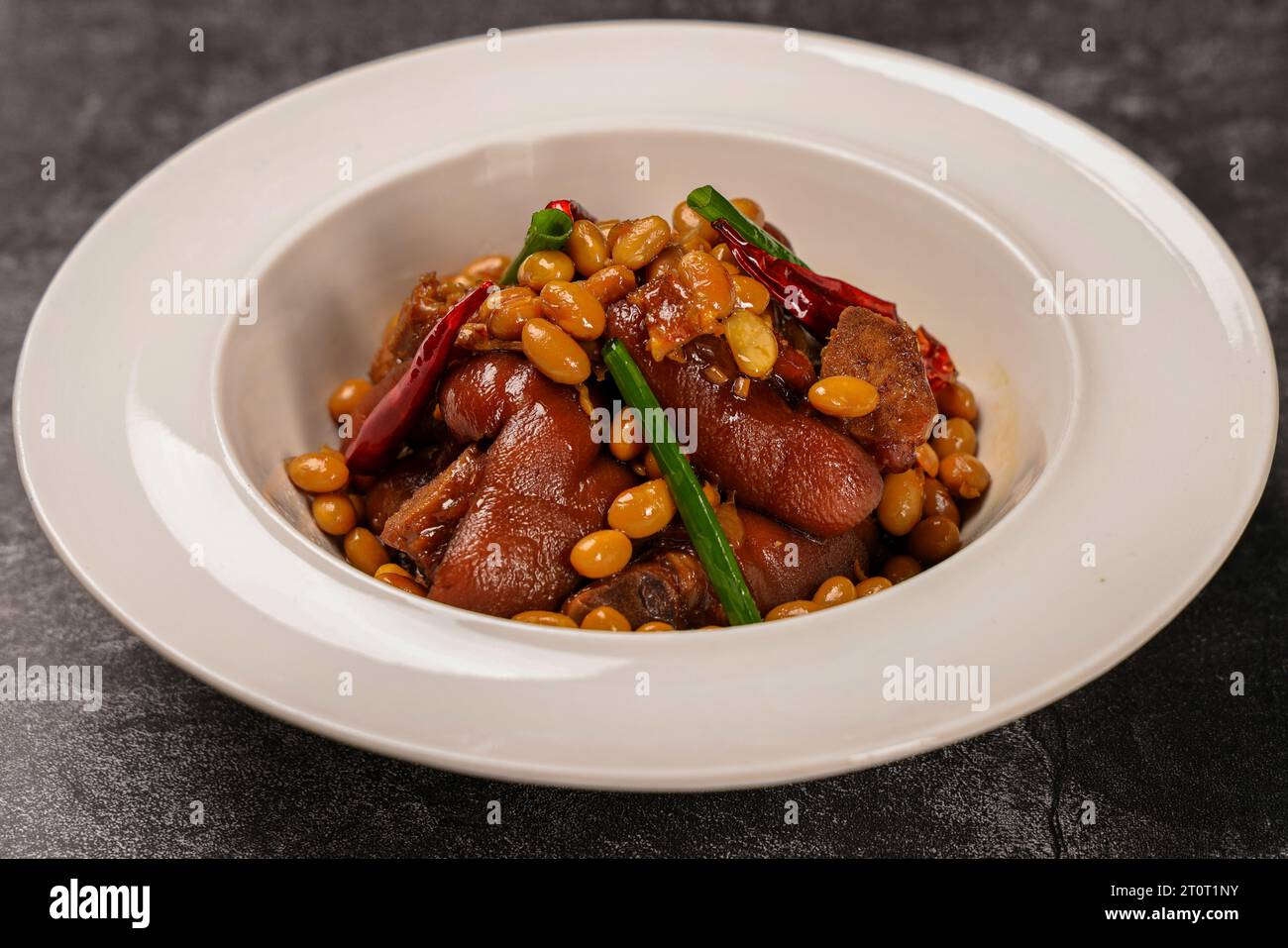 braised pig's trotters （Pork Hock，pig feet） with brown soya sauce, rice