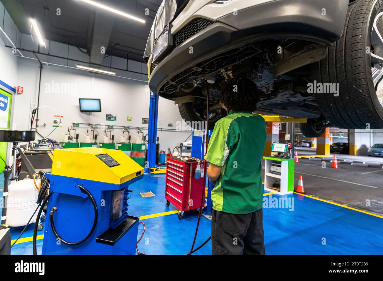 Close up view of a Maintenance Car service - auto oil change, motor