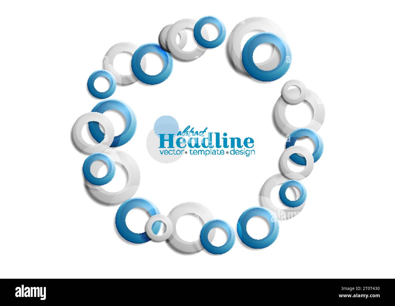 Abstract geometric background, blue and grey circle rings. Technology vector design Stock Vector