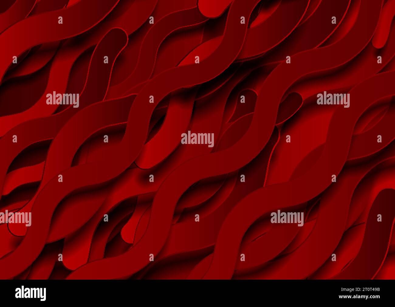 Bright red wavy stripes tech abstract geometric background. Vector design Stock Vector