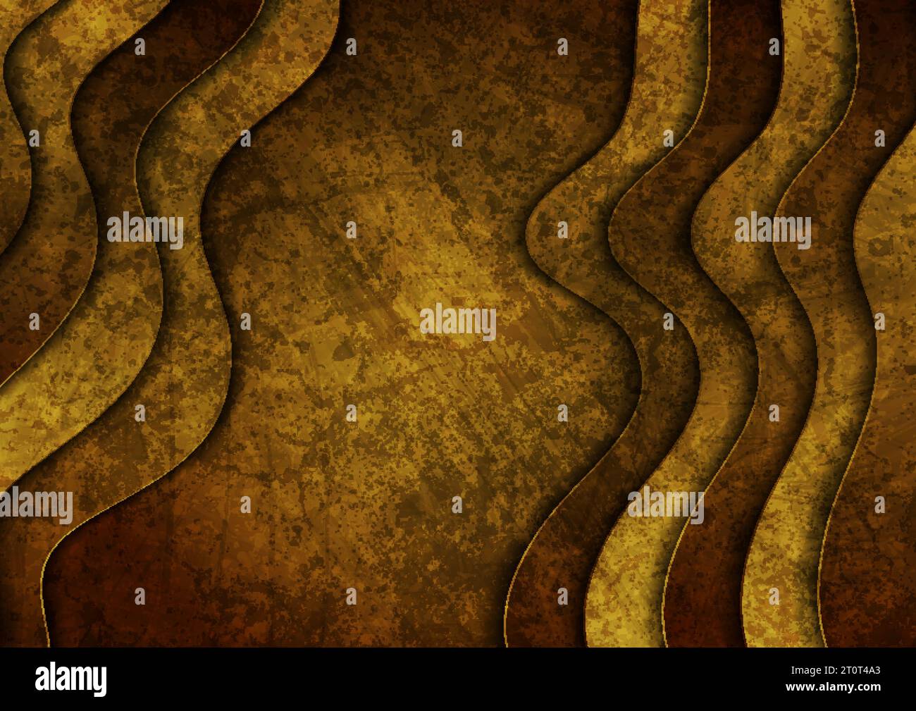 Yellow brown grunge waves abstract material background. Vector design Stock Vector