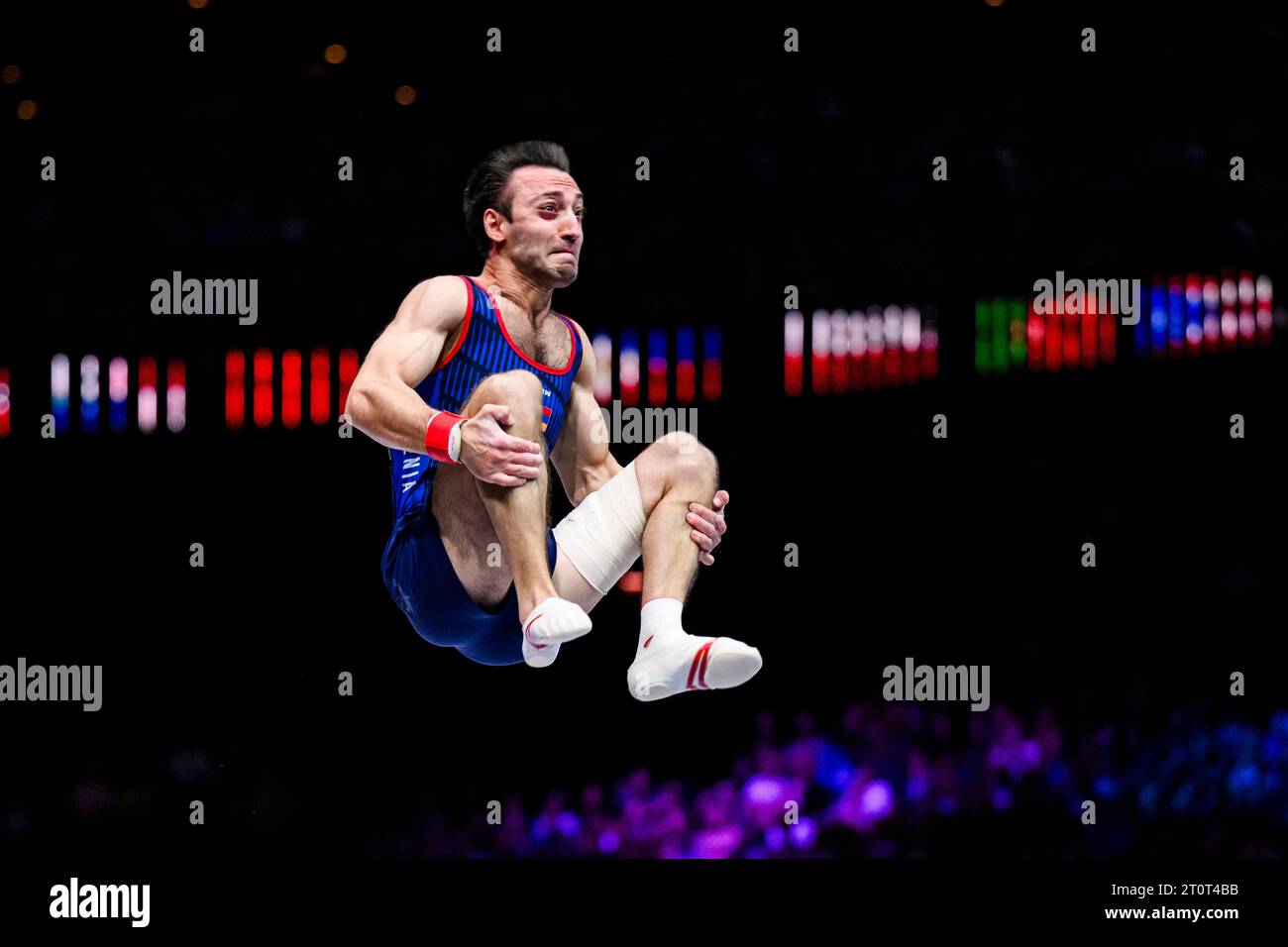 Antwerpen, Belgium. 08th Oct, 2023. Gymnastics: World Championship 2023, Men, Final, Vault, Sportpaleis. Artur Davtyan from Armenia in action on vault. Credit: Tom Weller/dpa/Alamy Live News Stock Photo
