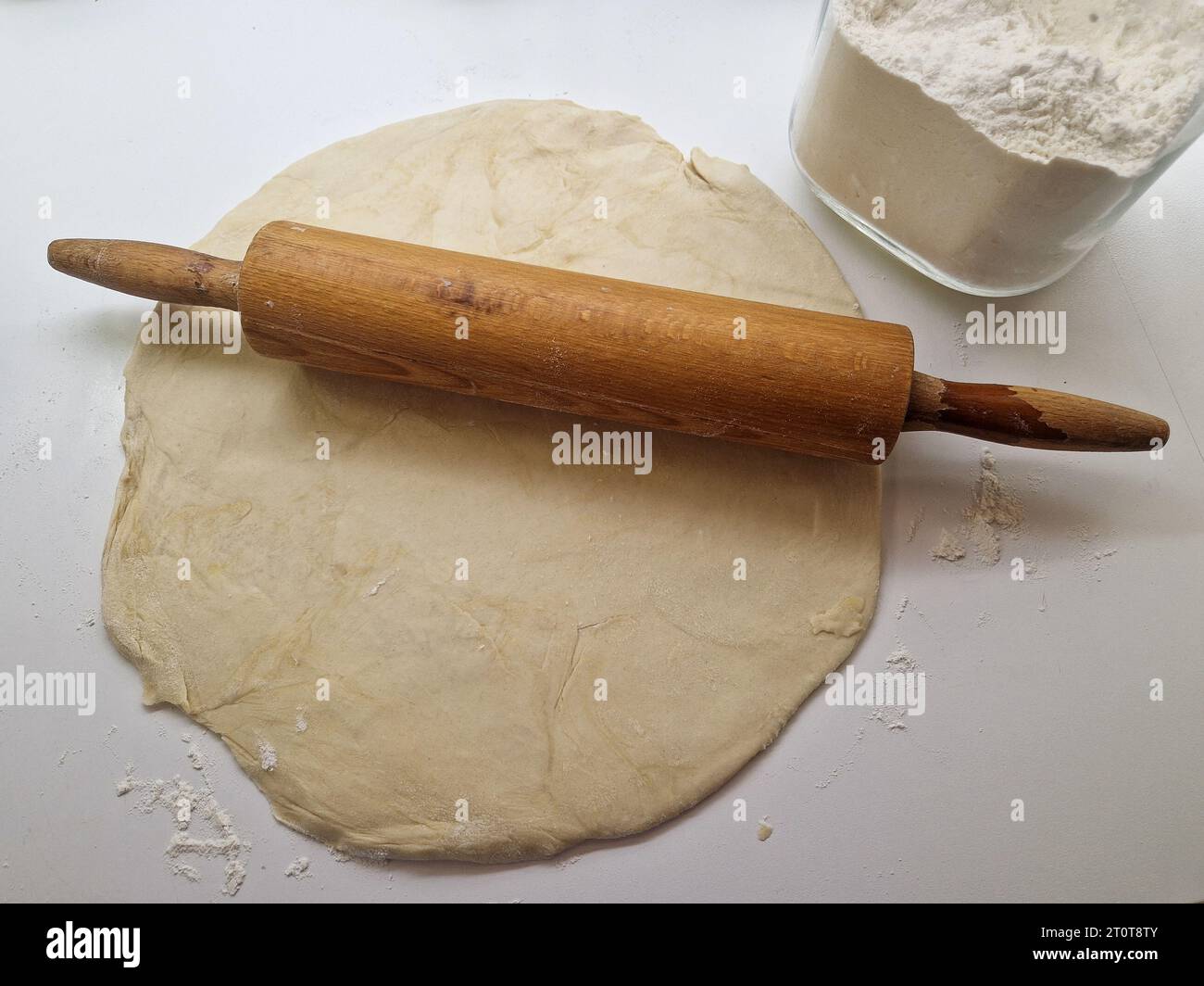 Pastry, rolling a pie dough, Lyon, France Stock Photo