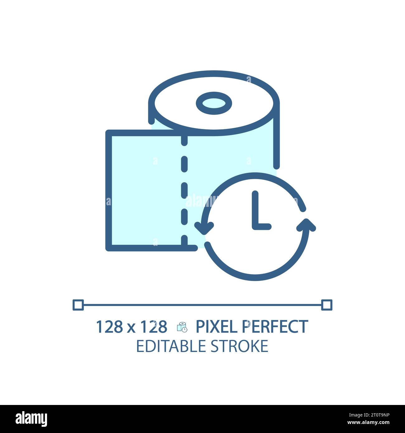 2D customizable thin line blue toilet paper with clock icon Stock ...