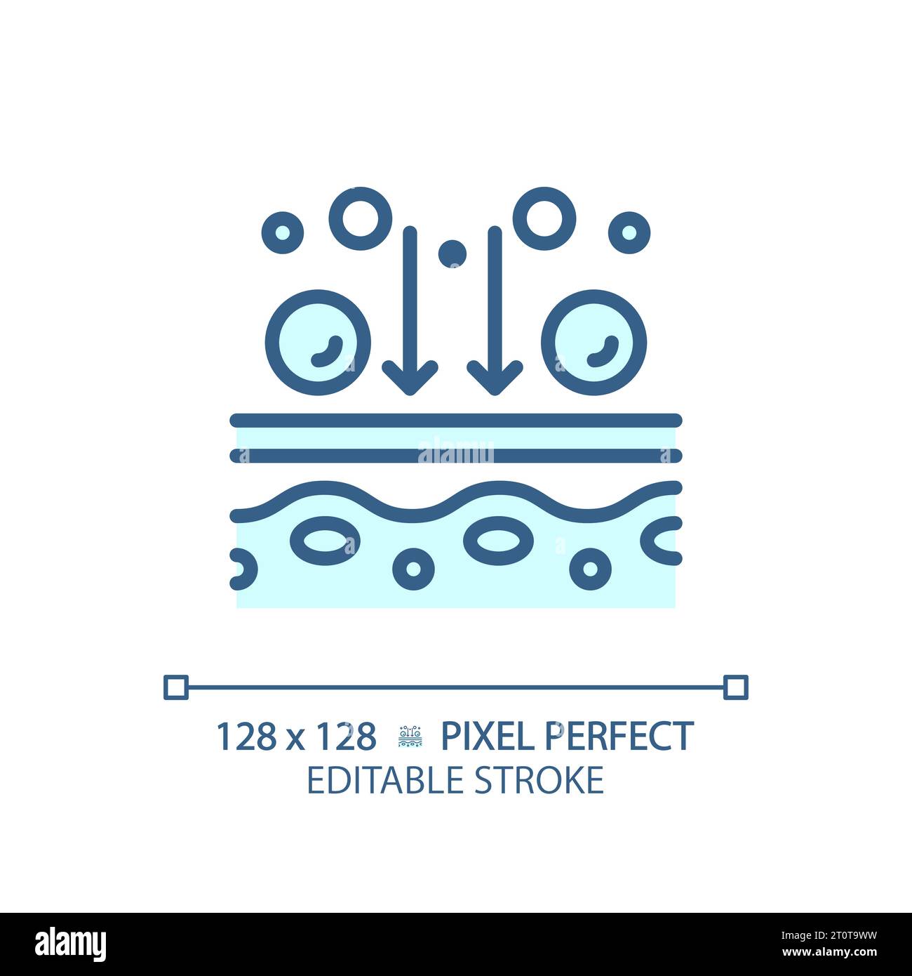 2D customizable thin line blue metabolism process icon Stock Vector
