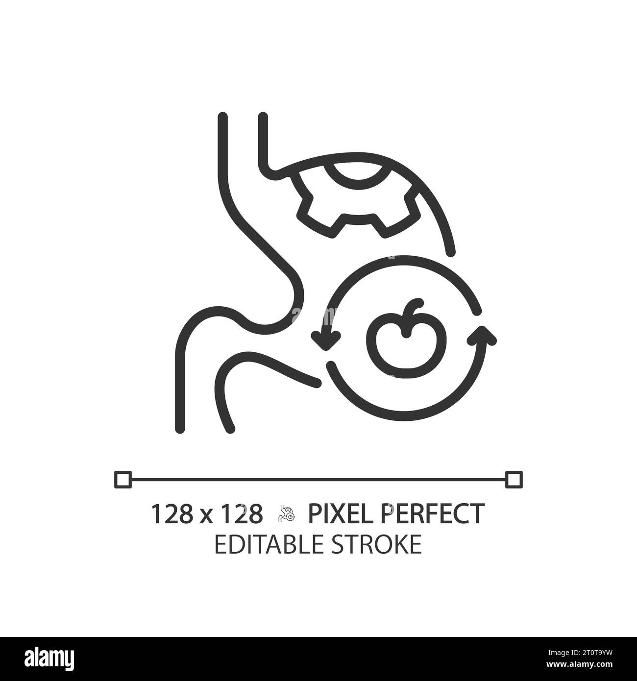 2D thin line black digestive system with fruit icon Stock Vector Image ...