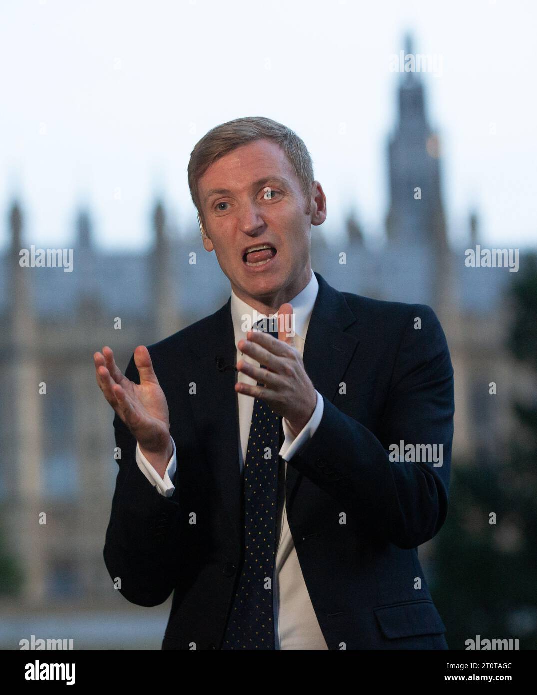 London, United Kingdom. October 09  2023. Minister for Local Government Lee Rowley is seen in Westminster as he appears on breakfast shows..Credit: Tayfun Salci / Alamy Live News Stock Photo