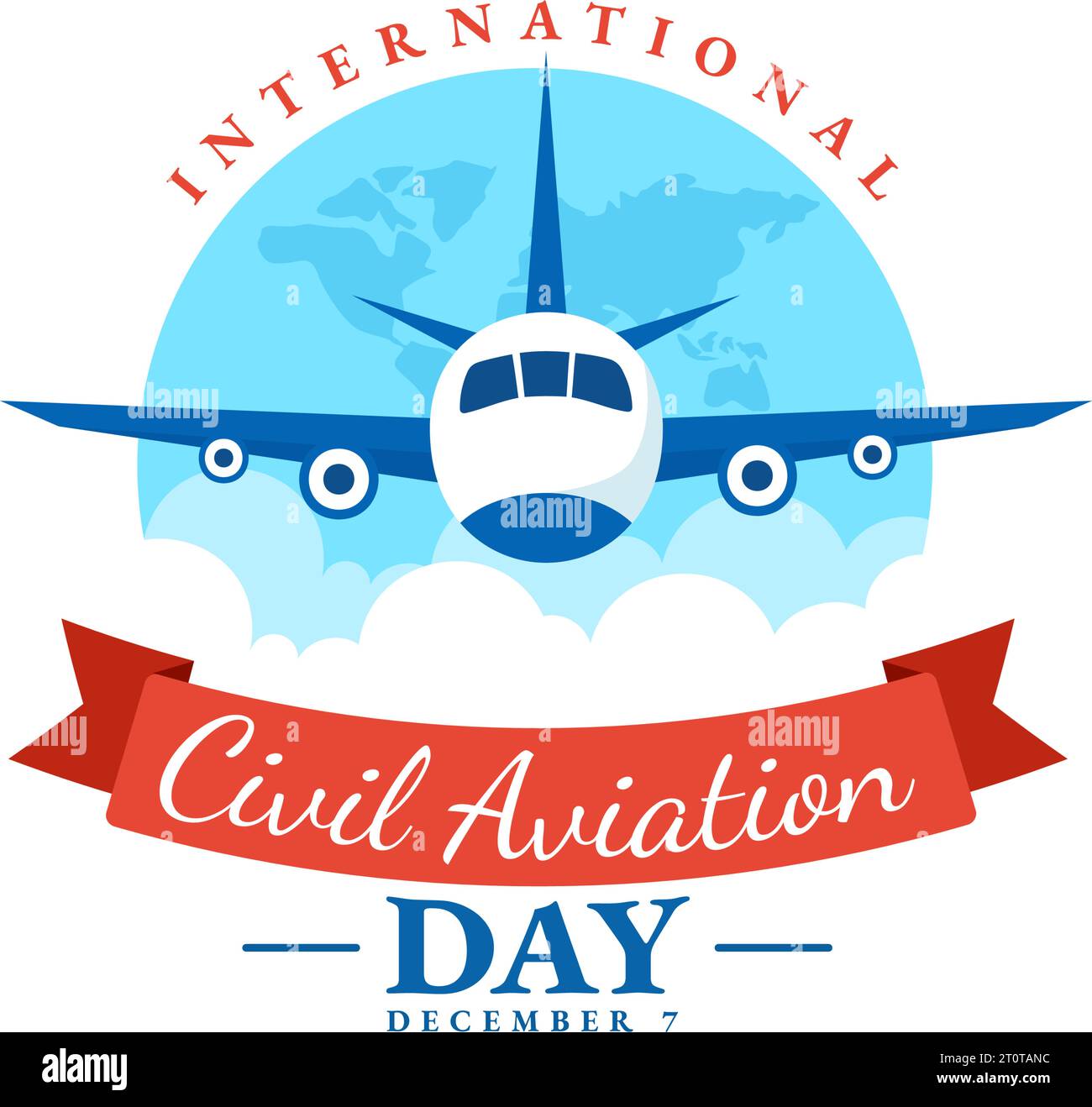 International Civil Aviation Day Vector Illustration on 7 December with Plane and Sky Blue View for Appreciate in Flat Cartoon Background Design Stock Vector