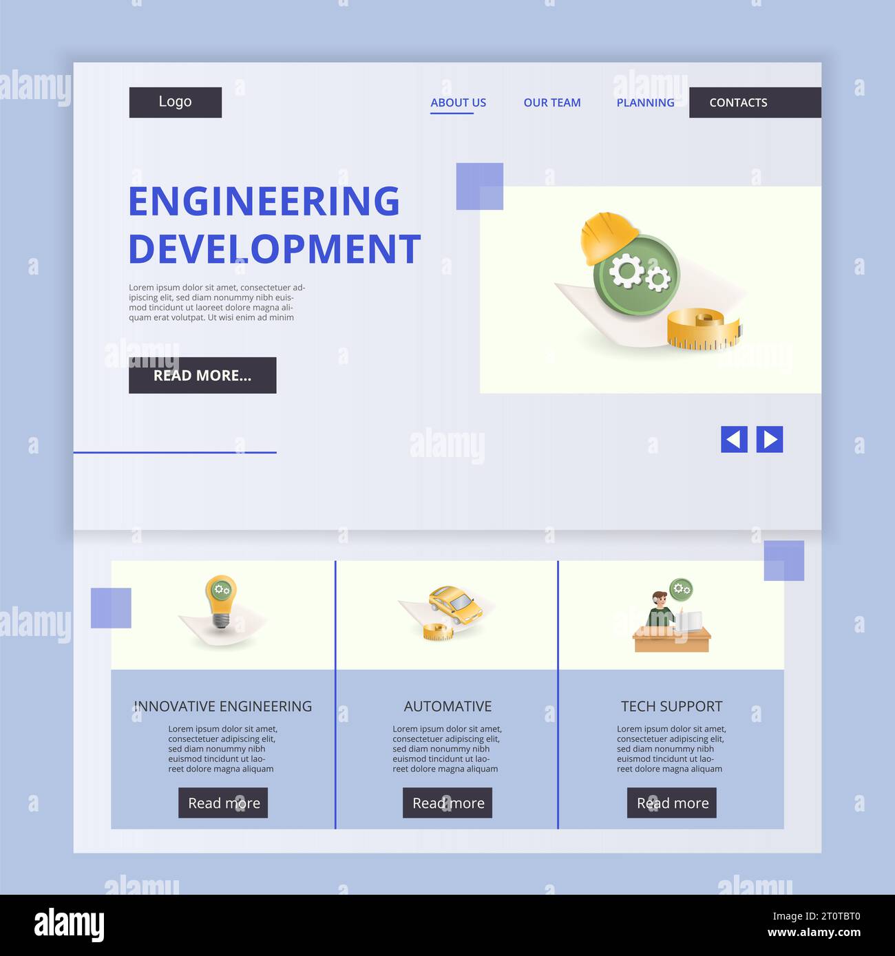 Engineering development flat landing page website template. Innovative ...